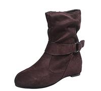Femme Bottes Chaussures Bottes de Randonnée Bottes de Neige Décontractées Courtes Bottes Rétro Grande Taille Fourrées Chaudes Bottes Antidérapant Pas Cher