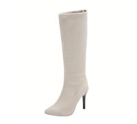 Femme Bottes Hautes Genoux Classiques Botte Equitation pour Femmes Talon Aiguille Bottes de Cowboy Confortables Tirer Sur Les Boots D'Hiver D'Automne Bottines Chaussure mi-Mollet Vintage Women Shoes
