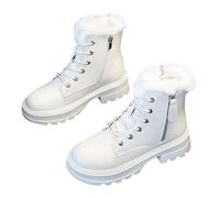 Femme Bottines à Lacets avec Fermeture Éclair Bottes d'Hiver Doublure Peluche Polaire Chaude Plateforme Chunky Semelle Antidérapante Légères Chic et Elegant Chaussures Décontractée 39