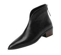Femme Bottines À Talon Moyen Et Bout Pointu Bottines Chelsea Rétro Style Britannique Bottes Courtes en Similicuir Légères Boots Automne Hiver (Black, 37)