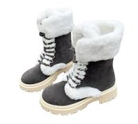 Femme Bottines Daim à Lacets avec Doublure Peluche Chaude Bottes d'Hiver Semelle Plateforme Chunky Style Combat Boots Chic et Elegant Chaussures Légères Décontractée Automne Hiver 36
