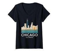 Femme Boucle du Centre-Ville de Chicago Windy City, côté sud, rivière North 312 T-Shirt avec Col en V