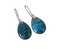 Femme Boucles d'oreilles, Boucles d'oreilles Pendantes en Apatite Bleue Naturelle avec Pendentif en Forme De Larme Boucles d'oreilles Pendantes Argentées en Cristal Reiki Balance Chakra Bijoux