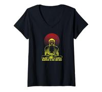 Femme Bouddha est Mon Fils Om T-Shirt avec Col en V