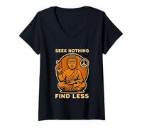Femme Bouddha Zen Paix Ne Rien Chercher Trouver Moins T-Shirt avec Col en V