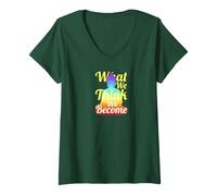 Femme Bouddha Zen Pleine Conscience Ce Que Nous pensons Devenir T-Shirt avec Col en V