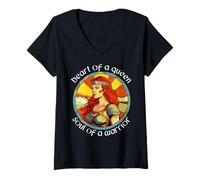 Femme Boudica Cœur d'une Reine âmes de Guerrier Iceni Boudicca T-Shirt avec Col en V