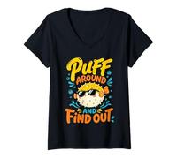 Femme Bougez Autour de Vous et découvrez Le Poisson-Globe T-Shirt avec Col en V