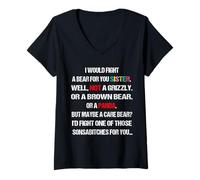 Femme Bougie en Carton « I Would Fight A Bear for You Sisters » T-Shirt avec Col en V