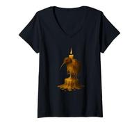 Femme Bougie Kiwi fondante Art surréaliste T-Shirt avec Col en V