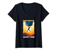 Femme Bouldern Retro Alpinisme Alpinisme Boulderer T-Shirt avec Col en V