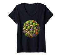 Femme Boule de Zombie Amusante pour Halloween T-Shirt avec Col en V