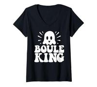 Femme Boule King Ghost Funny Halloween Costume Halloweens Boule T-Shirt avec Col en V