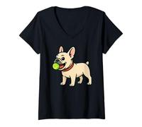 Femme Bouledogue français à rapporter pour Les Amoureux des Animaux pour Maman, Papa, Enfants T-Shirt avec Col en V