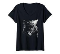 Femme Bouledogue français chanteur chanteur amoureux des chiens T-Shirt avec Col en V