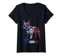 Femme Bouledogue français français T-Shirt avec Col en V