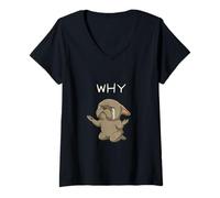 Femme Bouledogue français Pourquoi à Genoux drôle Frenchie T-Shirt avec Col en V