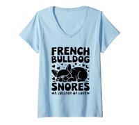 Femme Bouledogue français ronfle une berceuse d'amour pour chien de sauvetage T-Shirt avec Col en V
