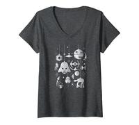 Femme Boules de Sapin de Noël Empire Star Wars T-Shirt avec Col en V, Chiné Foncé, L