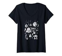 Femme Boules de Sapin de Noël Empire Star Wars T-Shirt avec Col en V, Noir, S