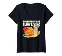 Femme Boundary First Slow Living No Snail Protégez Votre T-Shirt avec Col en V