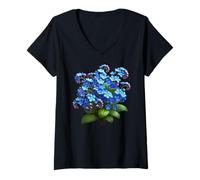 Femme Bouquet Floral Myosotis Bleu délicat Formes Mania T-Shirt avec Col en V