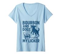 Femme Bourbon and Dogs I Love My Licker Bourbon Drinking Girl T-Shirt avec Col en V