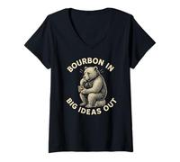 Femme Bourbon in Big Ideas Out Whiskey Lover Spirit T-Shirt avec Col en V