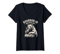 Femme Bourbon in Big Ideas Out Whiskey Lover Spirit T-Shirt avec Col en V