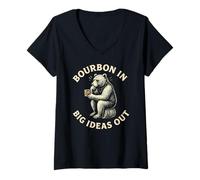 Femme Bourbon in Big Ideas Out Whiskey Lover Spirit T-Shirt avec Col en V
