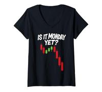 Femme Bourse Crash Trading Bear is It Monday Options Crypto T-Shirt avec Col en V