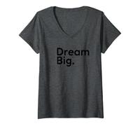 Femme Boussole Dream Big - Texte Noir T-Shirt avec Col en V