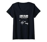 Femme Boussole Vintage des Îles des Açores T-Shirt avec Col en V