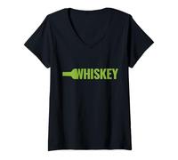 Femme Bouteille à Whisky Good Times Cool Happy Hour Drink T-Shirt avec Col en V