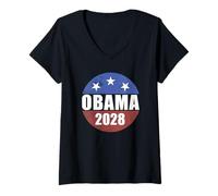 Femme Bouton d'élection Obama 2028 Président Barack Obama 2028 T-Shirt avec Col en V