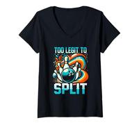 Femme Bowler coloré Saying Too Legit to Split Fun Bowling T-Shirt avec Col en V
