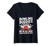 Femme Bowling Buddies We Ain't All There Strikes Pièces de rechange T-Shirt avec Col en V