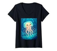 Femme Box Jellyfish - Venin Mortel dans la Bande dessinée Tropicale australienne T-Shirt avec Col en V