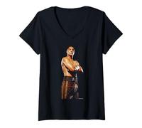 Femme Boxe Fernando Vargas Oscar De La Hoya Combat Michael Grecco T-Shirt avec Col en V