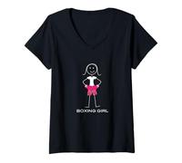 Femme Boxer Amusant pour Femme T-Shirt avec Col en V