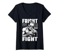 Femme Boxer Boxing Frankenstein Fight Fight Halloween Pugilism T-Shirt avec Col en V