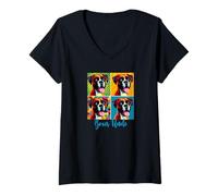 Femme Boxer Uncle Pop Art Style T-Shirt avec Col en V