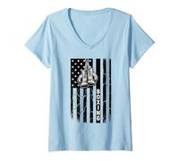 Femme Boxeur Patriotique de Boxe Drapeau des États-Unis de l'Indépendance T-Shirt avec Col en V