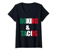 Femme Boxing and Tacos Funny Mexico T-Shirt avec Col en V
