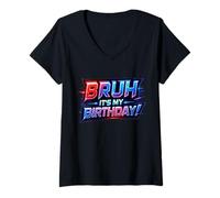 Femme Boy Family Brush, C'est Mon Anniversaire T-Shirt avec Col en V