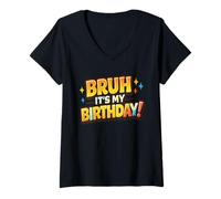 Femme Boy Family Brush, C'est Mon Anniversaire T-Shirt avec Col en V