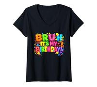 Femme Boy Family Brush, C'est Mon Anniversaire T-Shirt avec Col en V