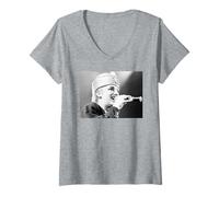 Femme Boy George Culture Club en Direct au Stade Rosemont de Chicago 1984 T-Shirt avec Col en V