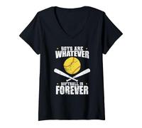 Femme Boys are What Softball is Forever Sport T-Shirt avec Col en V