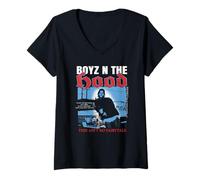 Femme Boyz n The Hood Old English Blue Tone Portrait 90's Movie T-Shirt avec Col en V